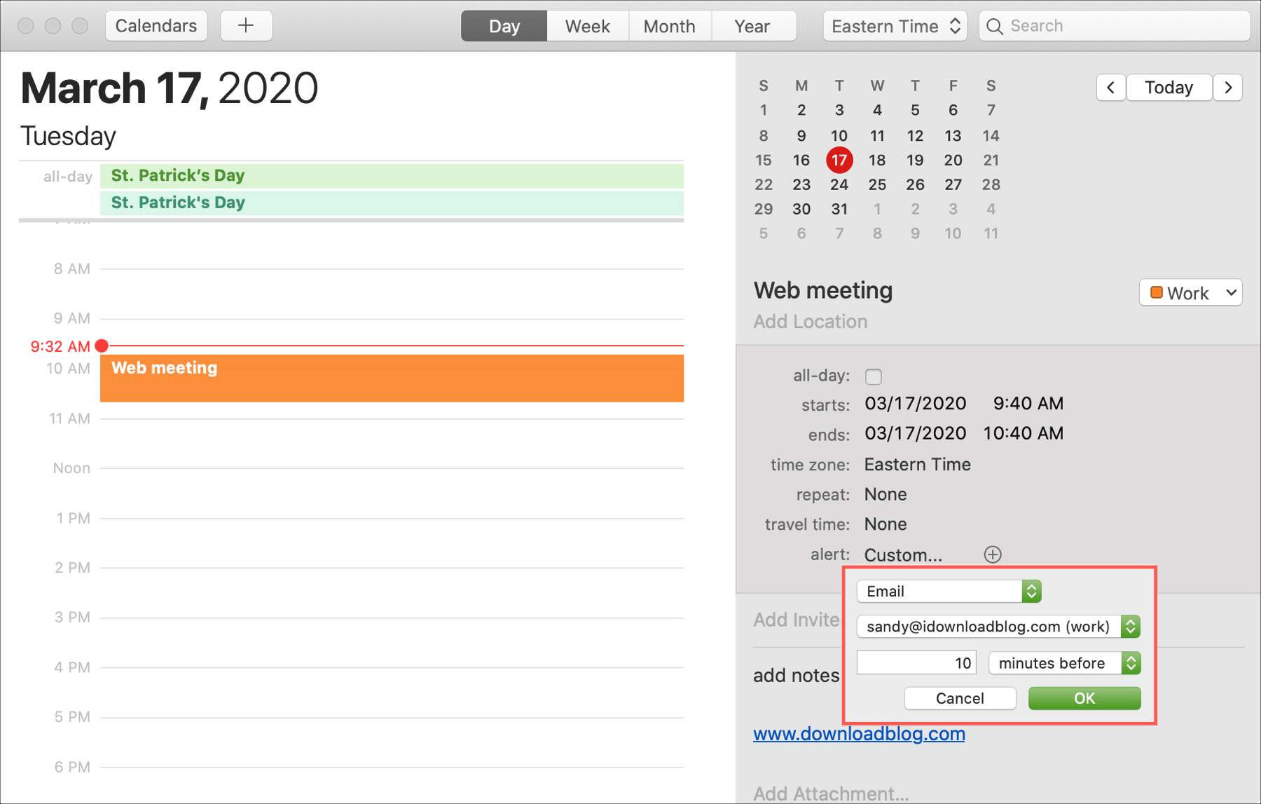 mac calendar app shows two alerts for every event